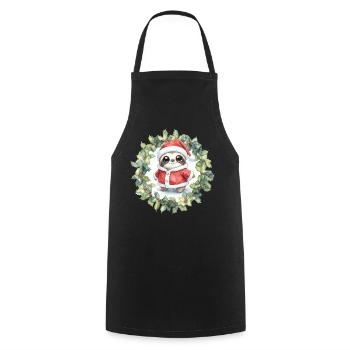 Weihnachts-Faultier im Santa-Outfit - Kochschürze - Schwarz - Vorne - AI Model Male 185 dark (185cm)