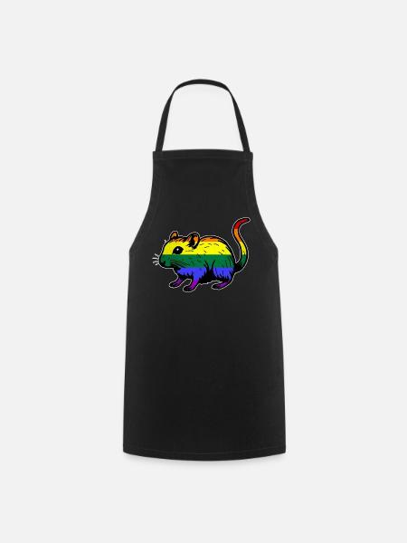 Rennmaus in Regenbogenfarben - Kochschürze - Schwarz
