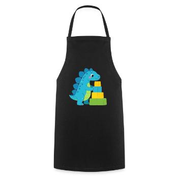 Blauer Comic Dinosaurier Bauklötze Kinder T-Shirt - Kochschürze - Schwarz - Vorne - AI Model Male 185 dark (185cm)