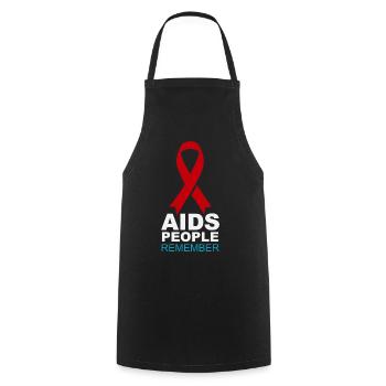 Rotes AIDS-Gedächtnisband - Kochschürze - Schwarz - Vorne - AI Model Male 185 dark (185cm)
