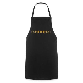 Mondphasen – minimalistische Goldlinie - Kochschürze - Schwarz - Vorne - AI Model Male 185 dark (185cm)
