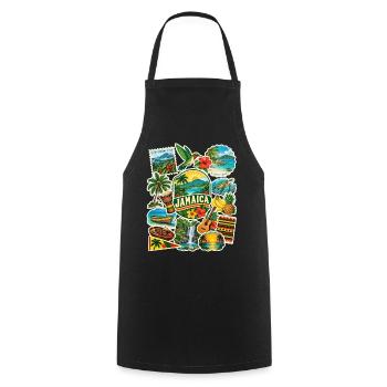 Jamaika Reisesticker - Kochschürze - Schwarz - Vorne - AI Model Male 185 dark (185cm)
