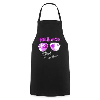Mallorca Girl on tour - Sonnenbrille Palmen - Kochschürze - Schwarz - Vorne - AI Model Male 185 dark (185cm)