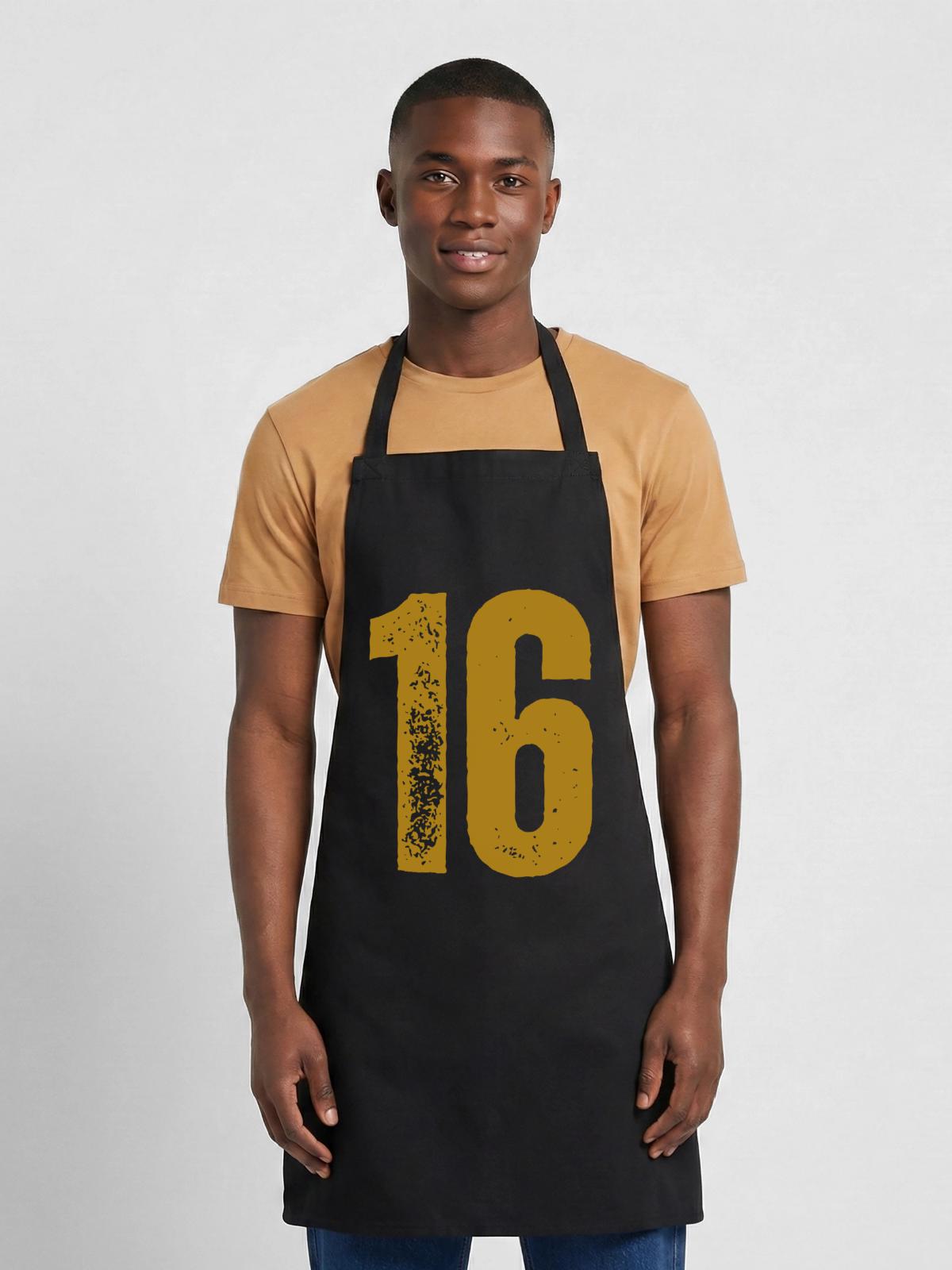 16 - Kochschürze - Schwarz - Vorne - AI Model Male 185 dark (185cm)