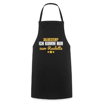 Silvester? Ich komm nur zum Raclette - Kochschürze - Schwarz - Vorne - AI Model Male 185 dark (185cm)
