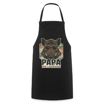 Papa die Legende Wildschwein - Kochschürze - Schwarz - Vorne - AI Model Male 185 dark (185cm)