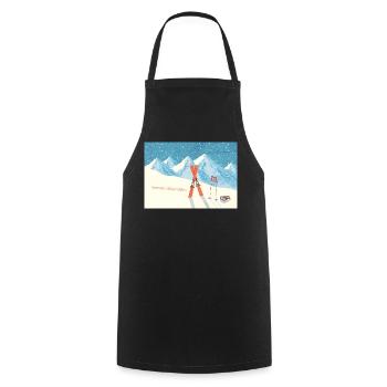 Ski Berge Winterlandschaft - Herzliche Wintergrüße - Kochschürze - Schwarz - Vorne - AI Model Male 185 dark (185cm)