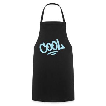 COOL Pastel Blue Graffiti - Kochschürze - Schwarz - Vorne - AI Model Male 185 dark (185cm)
