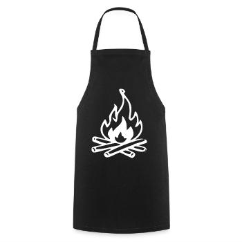 Lagerfeuer Skizze mit Stöcken - Kochschürze - Schwarz - Vorne - AI Model Male 185 dark (185cm)