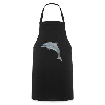 Springender Delfin - Realistisch gemalt - Kochschürze - Schwarz - Vorne - AI Model Male 185 dark (185cm)