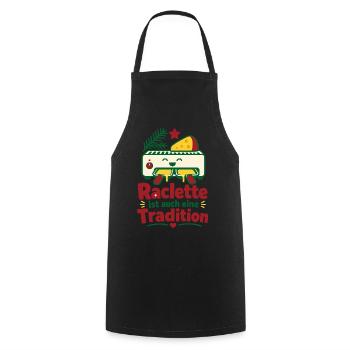 Raclette Weihnachten Lustiger Silvester Spruch - Kochschürze - Schwarz - Vorne - AI Model Male 185 dark (185cm)