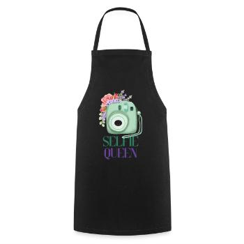 Selfie Queen – Kamera Blumen Fotografie Geschenk - Kochschürze - Schwarz - Vorne - AI Model Male 185 dark (185cm)