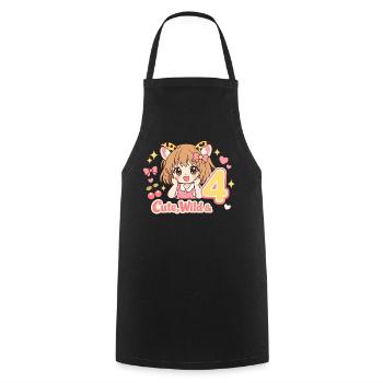 Cute Wild & 4 Leopard Girl Theme - Kochschürze - Schwarz - Vorne - AI Model Male 185 dark (185cm)