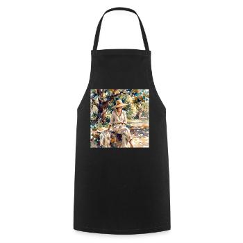 Sommerlicht in Aquarellkleid - Kochschürze - Schwarz - Vorne - AI Model Male 185 dark (185cm)
