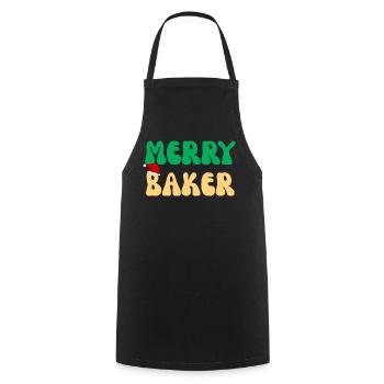 Frohe Baker Weihnachtsschürze Schürzenpullover Feiertagsgeschenk - Kochschürze - Schwarz - Vorne - AI Model Male 185 dark (185cm)