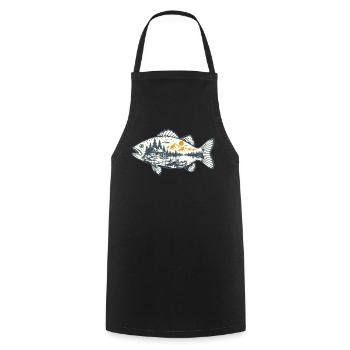Vintage-Fischen - Kochschürze - Schwarz - Vorne - AI Model Male 185 dark (185cm)