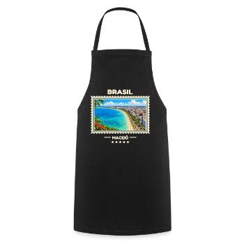 Brasilien Maceió Vintage Reisemarke - Kochschürze - Schwarz - Vorne - AI Model Male 185 dark (185cm)