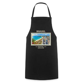 Brasilien Natal Vintage Reisemarke - Kochschürze - Schwarz - Vorne - AI Model Male 185 dark (185cm)