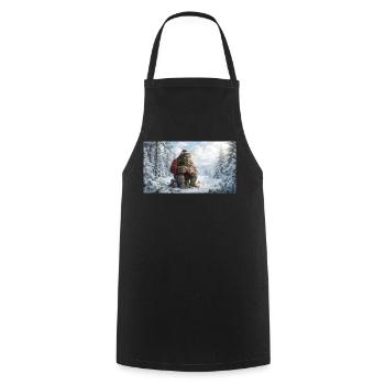 Winter Yeti am Feuer im Schneeland - Kochschürze - Schwarz - Vorne - AI Model Male 185 dark (185cm)