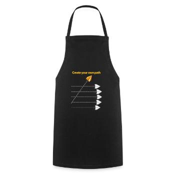 Create Your Own Path – Motivation Papierflieger - Kochschürze - Schwarz - Vorne - AI Model Male 185 dark (185cm)