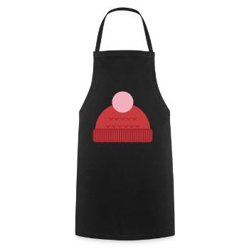 Wollmütze mit Bommel - Winter Motiv - Kochschürze - Schwarz - Vorne - AI Model Male 185 dark (185cm)