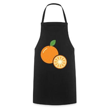 Orange mit Orangenscheibe - Frucht Motiv - Kochschürze - Schwarz - Vorne - AI Model Male 185 dark (185cm)