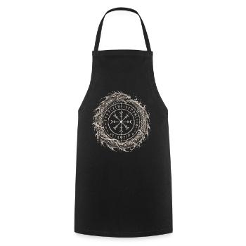 Jörmungandr mit Vegvisir im Runenring - Kochschürze - Schwarz - Vorne - AI Model Male 185 dark (185cm)