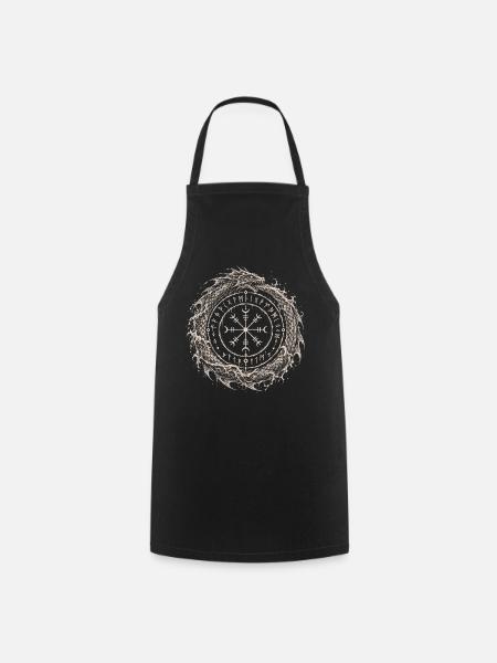Jörmungandr mit Vegvisir im Runenring - Kochschürze - Schwarz