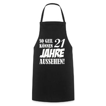 21_jahre_geil_01 - Kochschürze - Schwarz - Vorne - AI Model Male 185 dark (185cm)