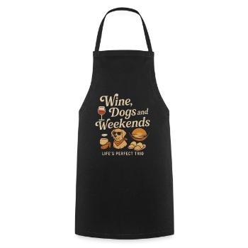 Wine Dogs And Weekends - Kochschürze - Schwarz - Vorne - AI Model Male 185 dark (185cm)