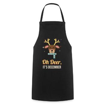 Oh Deer, It's December – Retro-Rentier Weihnachten - Kochschürze - Schwarz - Vorne - AI Model Male 185 dark (185cm)