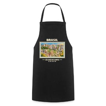 Brasilien São José dos Campos Vintage Reisemarke - Kochschürze - Schwarz - Vorne - AI Model Male 185 dark (185cm)