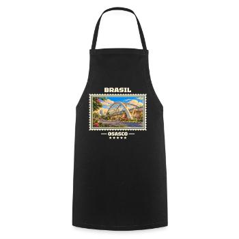 Brasilien Osasco Vintage Reisemarke - Kochschürze - Schwarz - Vorne - AI Model Male 185 dark (185cm)