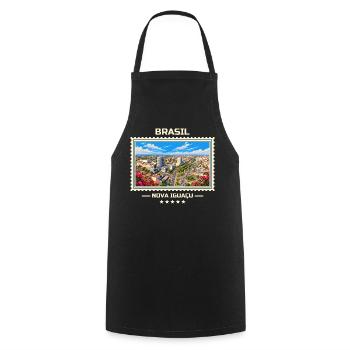 Brasilien Nova Iguaçu Vintage Reisemarke - Kochschürze - Schwarz - Vorne - AI Model Male 185 dark (185cm)