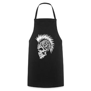 Punk Schädel mit Irokesenfrisur Tribal - Kochschürze - Schwarz - Vorne - AI Model Male 185 dark (185cm)