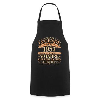Jahrgang 1957 geboren 70. Geburtstag Geschenk - Kochschürze - Schwarz - Vorne - AI Model Male 185 dark (185cm)