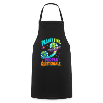  Planet Fine People Questionable Alien UFO Erde - Kochschürze - Schwarz - Vorne - AI Model Male 185 dark (185cm)