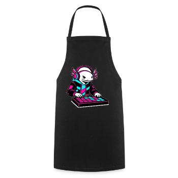 Neonrosa DJ Axolotl-Spielzeug - Kochschürze - Schwarz - Vorne - AI Model Male 185 dark (185cm)