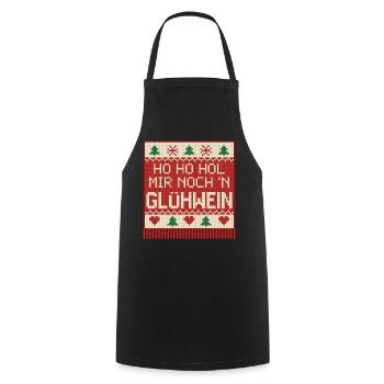 Ho Ho Hol mir Glühwein Strickmuster - Kochschürze - Schwarz - Vorne - AI Model Male 185 dark (185cm)