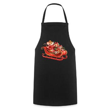Weihnachtsmaus im Schlitten mit Geschenken - Kochschürze - Schwarz - Vorne - AI Model Male 185 dark (185cm)