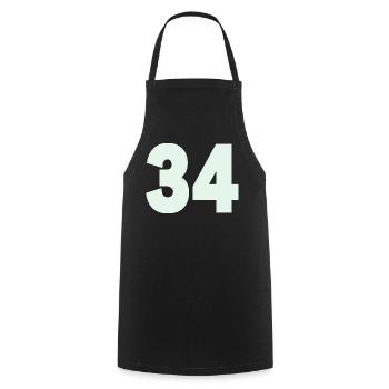 Zahl 34 Mint Minimal - Kochschürze - Schwarz - Vorne - AI Model Male 185 dark (185cm)