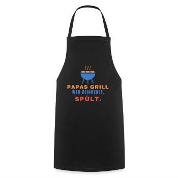 Papas Grill – Wer reinredet, spült. - Kochschürze - Schwarz - Vorne - AI Model Male 185 dark (185cm)