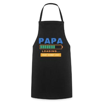 Papa Loading – Baby kommt 2027 - Kochschürze - Schwarz - Vorne - AI Model Male 185 dark (185cm)
