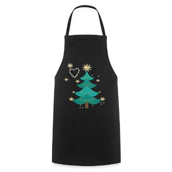 Christbaum - Kochschürze - Schwarz - Vorne - AI Model Male 185 dark (185cm)