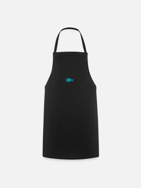 Fisch bestickt - Kochschürze - Schwarz