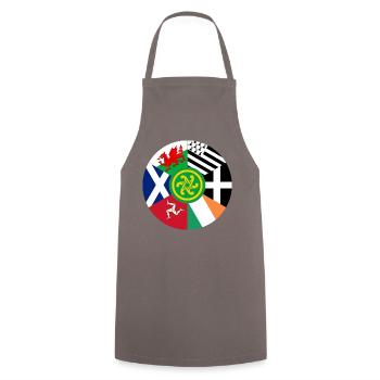 Celtic Nations Flags, Pan Celtic, Wales, Scotland - Cooking Apron - grey - Front - AI Model Male 185 dark (185cm)