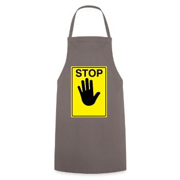 Stop Sign Logo - Cooking Apron - grey - Front - AI Model Male 185 dark (185cm)