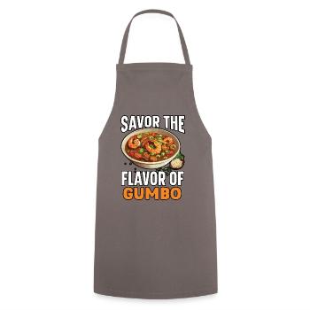 Gumbo-Liebhaber Foodie Louisiana Essen Cajun-Küche - Kochschürze - Grau - Vorne - AI Model Male 185 dark (185cm)