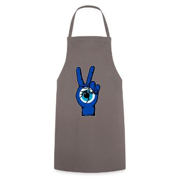 Nazar Frieden Victory Symbol - Kochschürze - Grau - Vorne - AI Model Male 185 dark (185cm)