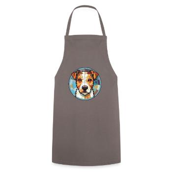 Pfarrer Jake Russell Terrier Hunderasse Aquarell - Kochschürze - Grau - Vorne - AI Model Male 185 dark (185cm)